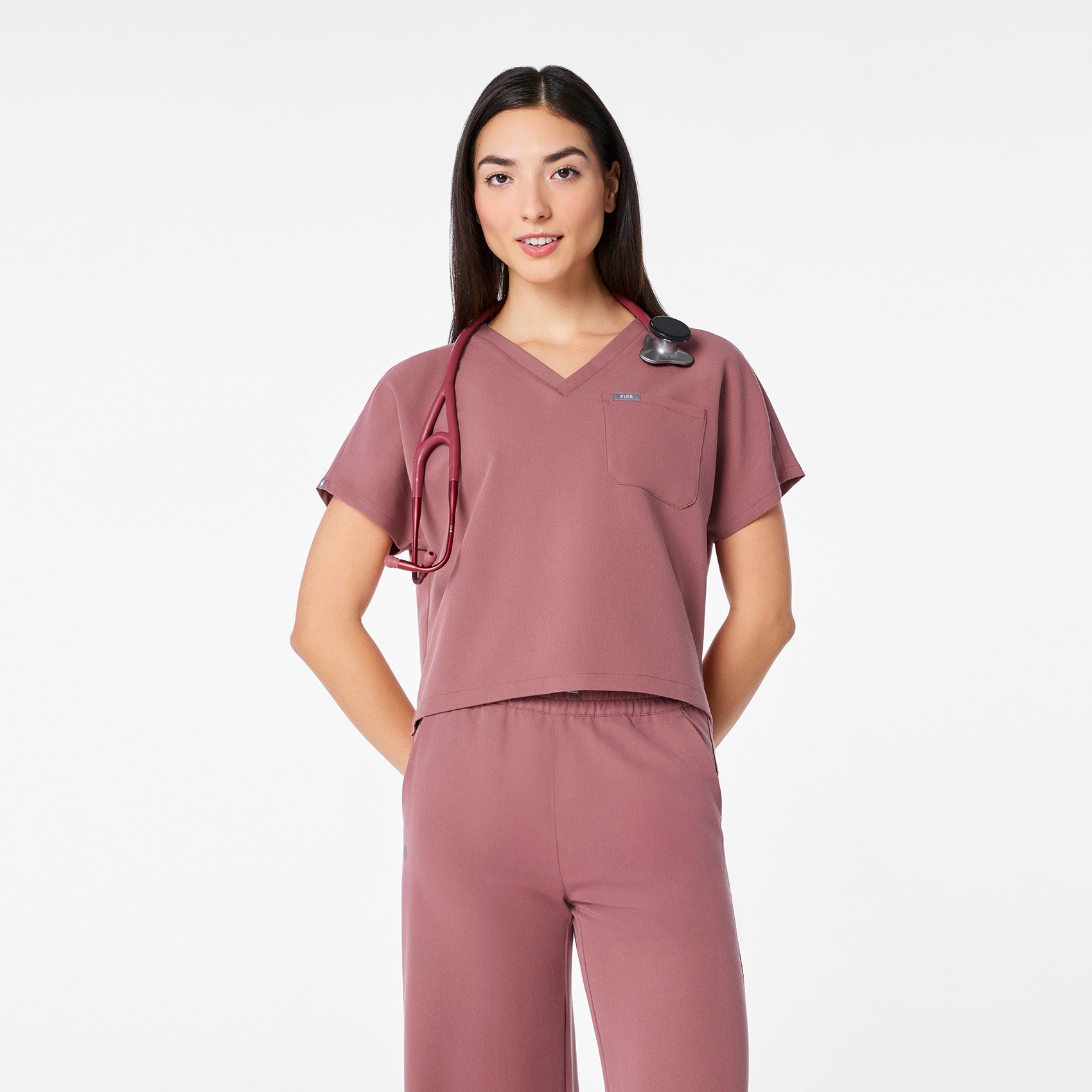 FIGS Arua Cropped V-Neck One-Pocket Scrub Top - Image 9