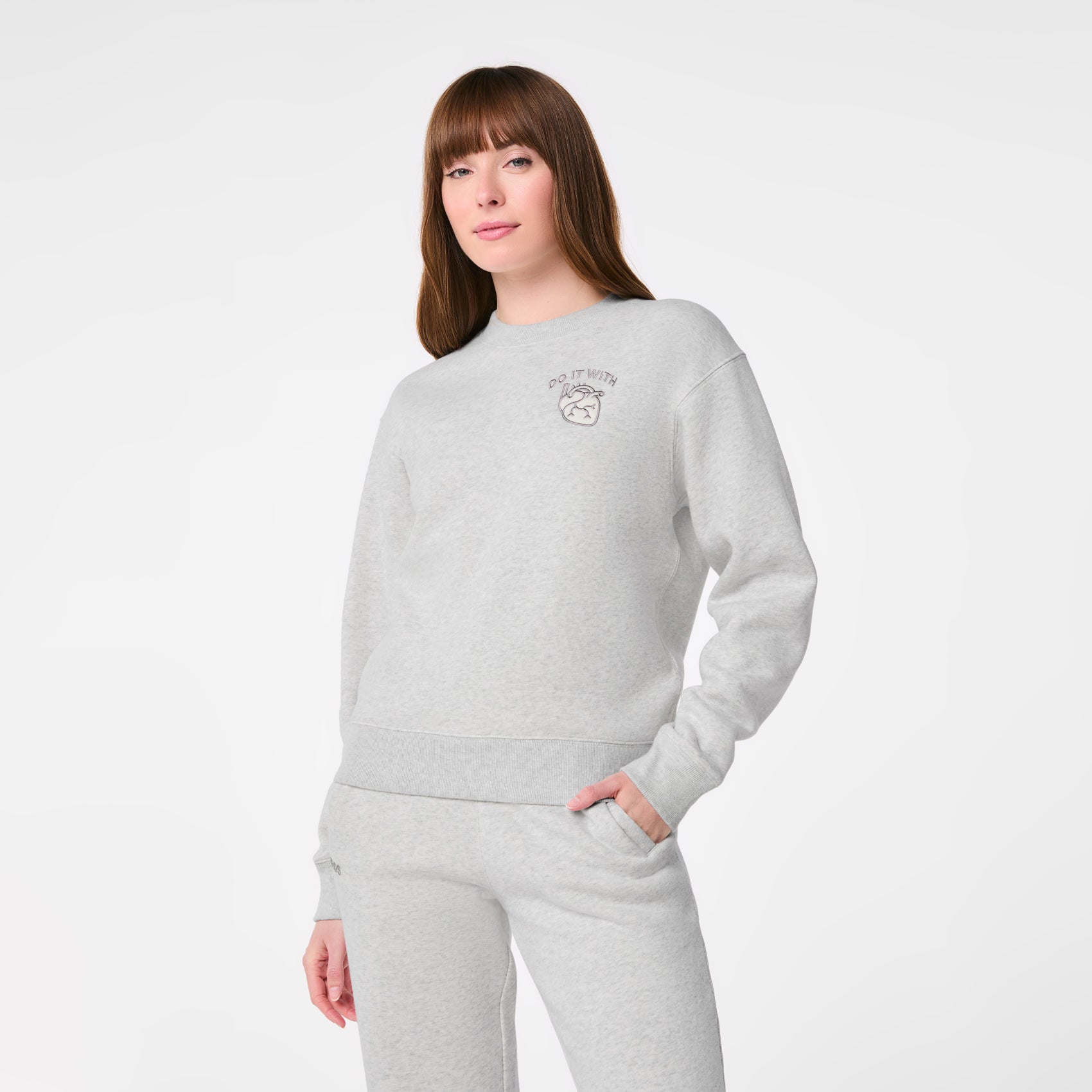 FIGS Off-Shift Do It With Heart Crewneck Sweatshirt Healthcare Apparel