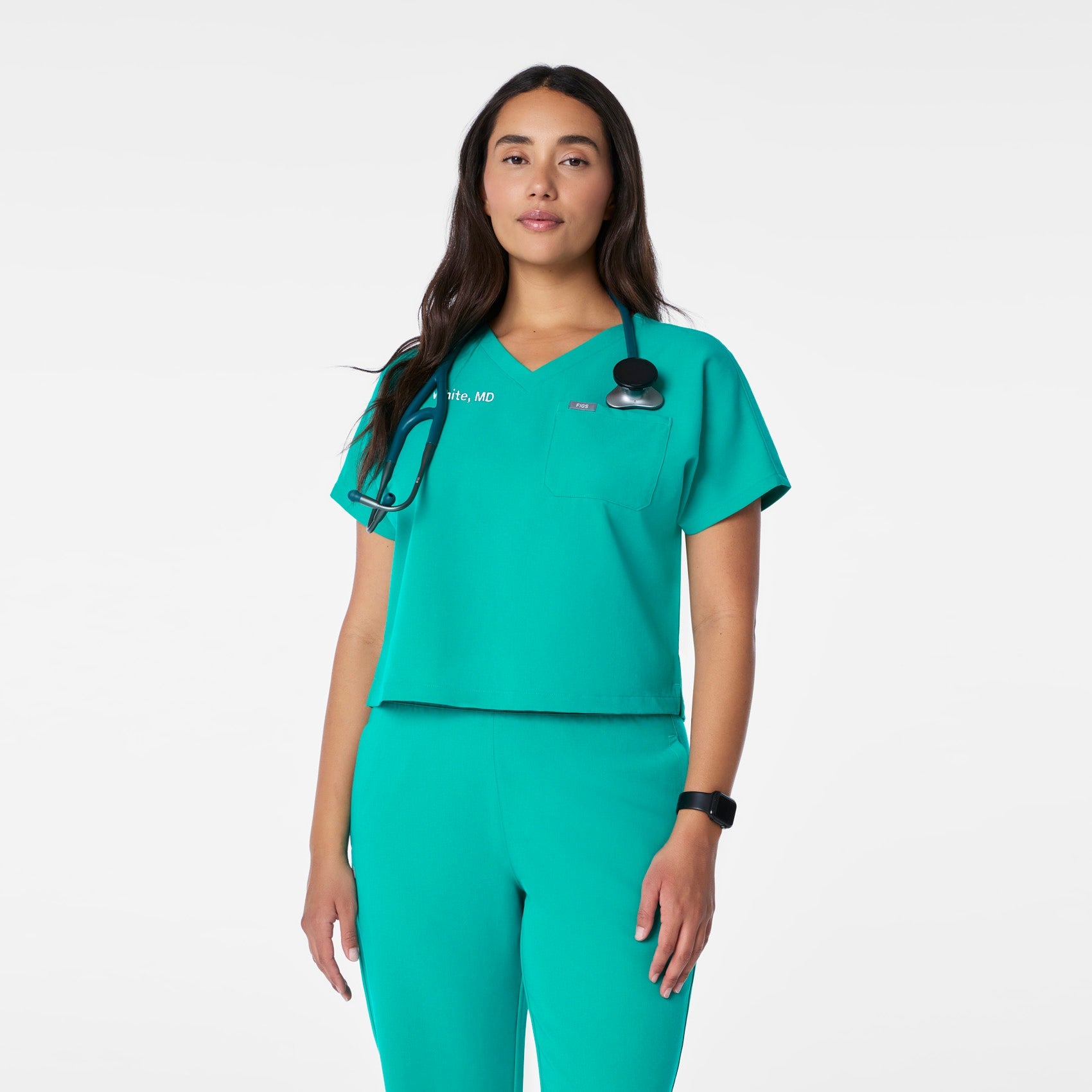 FIGS Arua Cropped V-Neck One-Pocket Scrub Top - Image 16