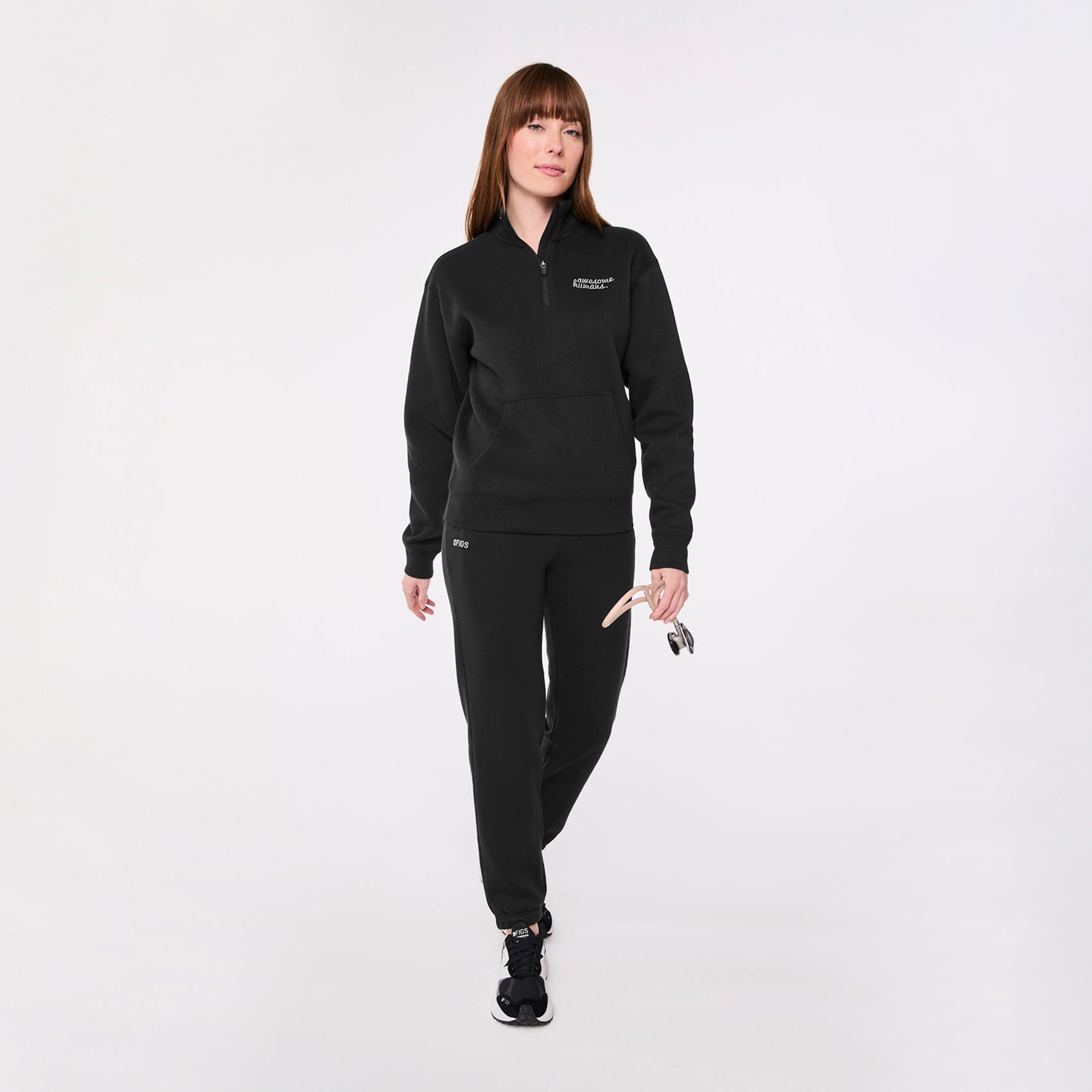 FIGS Off-Shift Awesome Humans Zip Sweatshirt Healthcare Apparel - Image 3